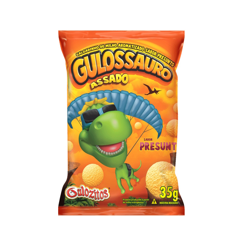 Salgadinho Gulozitos Gulossauro sabor Presunto 35g