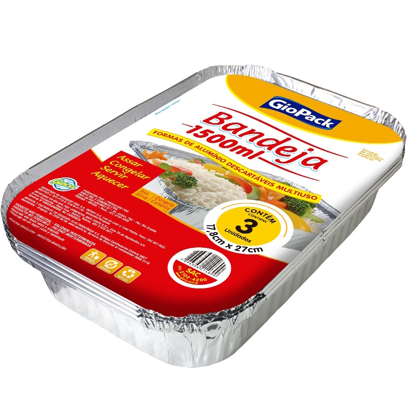 BANDEJA ALUM GIOPACK 1500ML 17,8X27CM