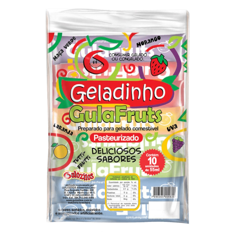 Geladinho Gulozitos Gulafruts 10x55ml com 10 Unidades