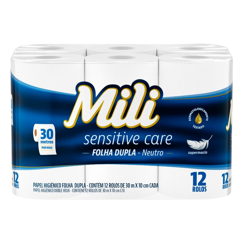 Papel Higiénico MILI Dual Folha Dupla 12UN 30M