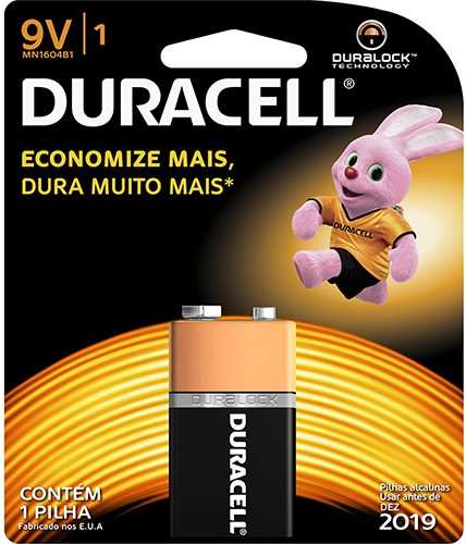 Pilha Alcalina MN 1604B1 Duracell 9V
