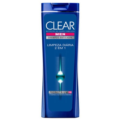 Shampoo 2 em 1 Anticaspa Clear Men Limpeza Diária  Frasco 200ml