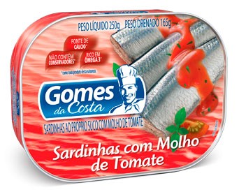 Sardinha com Molho de Tomate Gomes da Costa Lata 250g