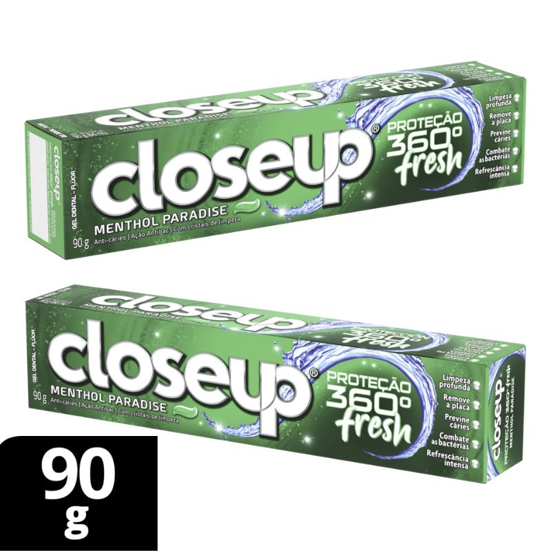 Gel Dental Menthol Paradise Closeup Proteção 360° Fresh Caixa 90g