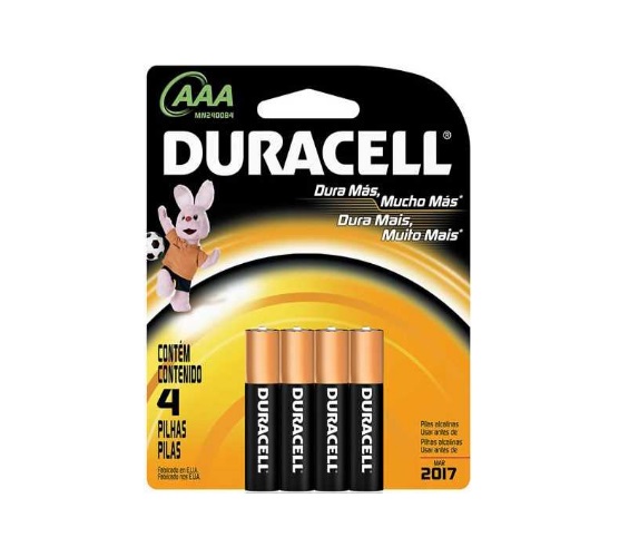 Pilha Alcalina AAA MN 2400B4 Duracell 4 Unidades 1,5V