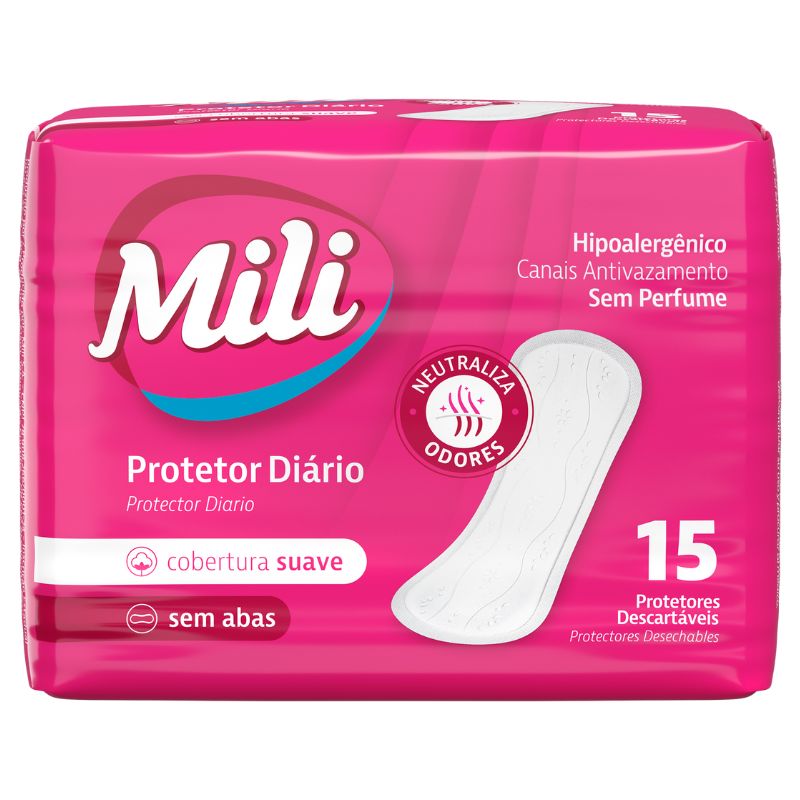 Absorvente MILI Protetor Diário Sem Abas 15 Unidades