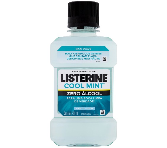 Enxaguante Bucal Antisseptico Zero Alcool Menta Suave LISTERINE Cool Mint Frasco 250ml
