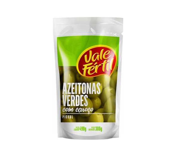 Azeitona Verde em Conserva Arauco com Caroço Vale Fértil Sachê 500g Embalagem Econômica