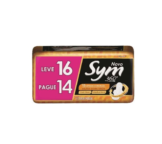 Absorvente com Abas Seca Total Protect Sym Pacote Leve 16 Pague 14 Unidades