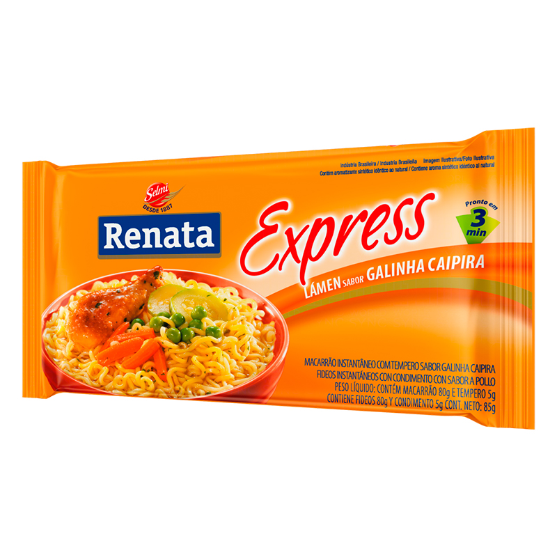 Macarrão Instantâneo Lámen Galinha Caipira Renata Express Pacote 85g