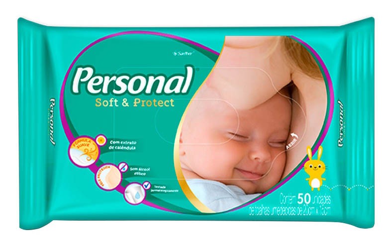 Toalha Umedecida Personal Soft & Protect Pacote 50 Unidades
