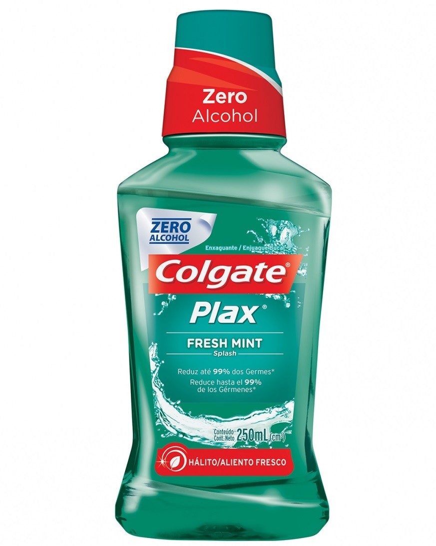 Enxaguante Bucal Anticárie Zero Álcool Fresh Mint Colgate Plax Frasco 250ml