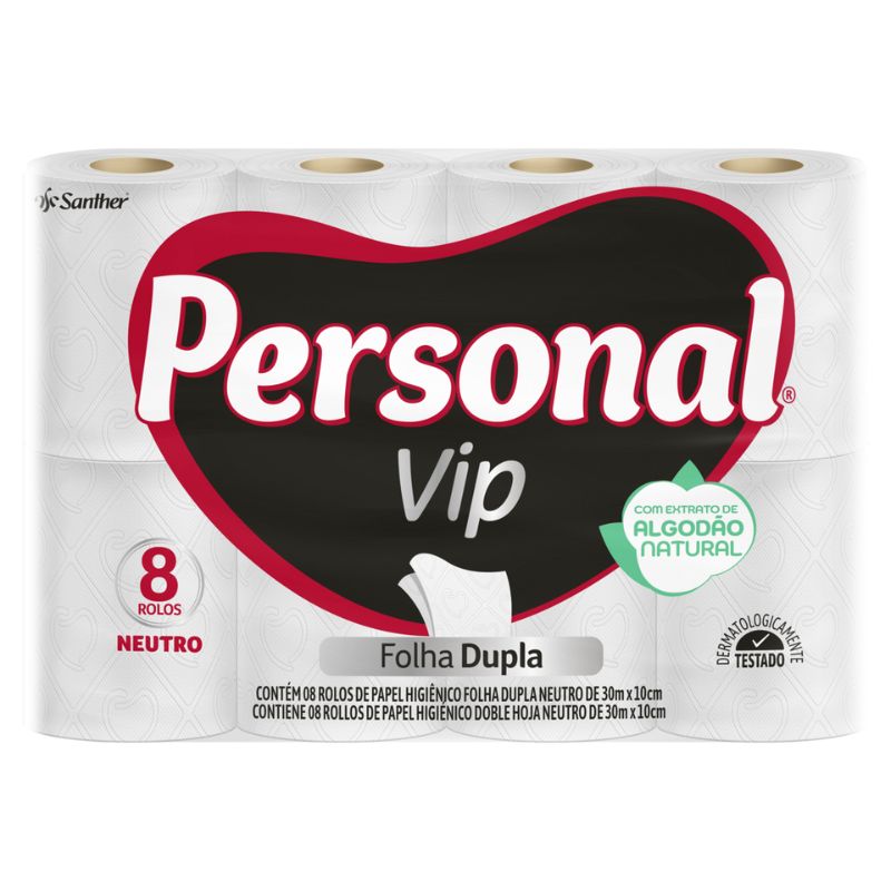 Papel Higiênico PERSONAL Vip Neutro 30M 8UN