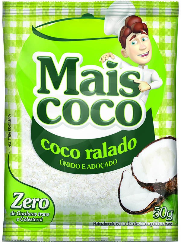 Coco Ralado Mais Coco Úmido e Adoçado 50g