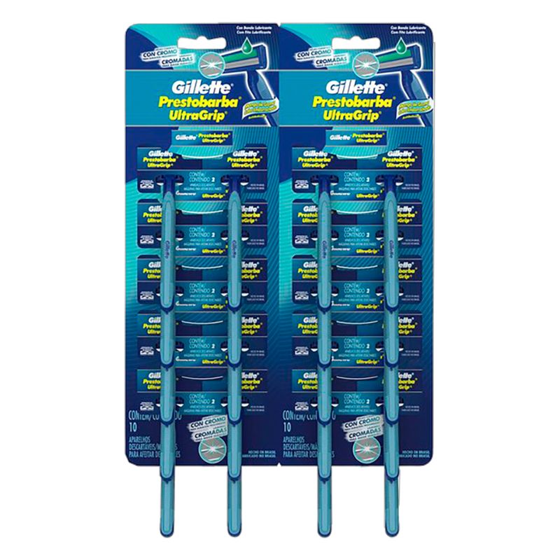 Aparador de Barbear Gillette Prest Ultragrip Cab Fixa 2 Unidades