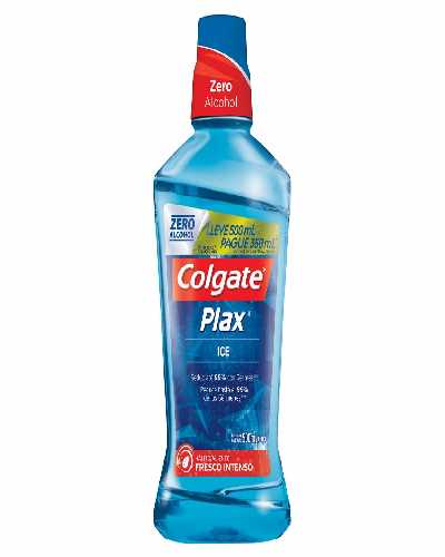 Enxaguante Bucal Zero Álcool Ice Colgate Plax Frasco Leve 500ml Pague 350ml