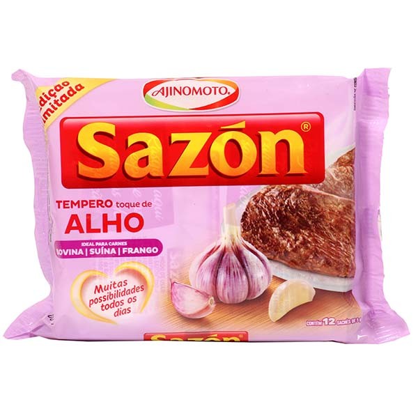 Tempero para Carnes Toque de Alho Sazón Pacote 60g 12 Unidades