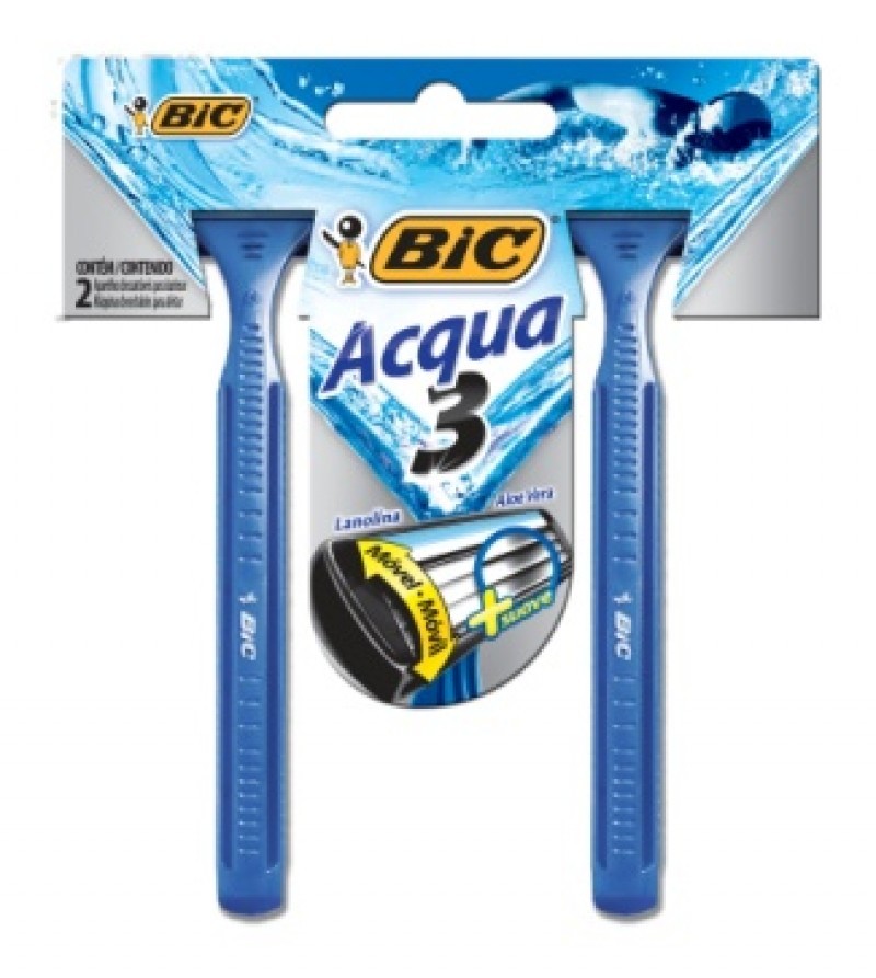Aparelho Descartável para Barbear Bic Acqua 3 2 Unidades