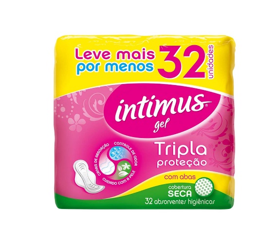 Absorvente com Abas Seca Intimus Tripla Proteção Pacote 32 Unidades Leve Mais Pague Menos