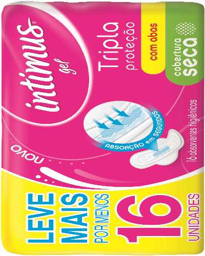 Absorvente com Abas Seca Intimus Tripla Proteção Pacote Leve 16 Pague 14 Unidades