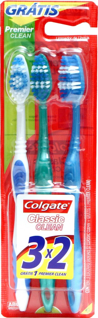 Escova Dental COLGATE Classic Clean Leve 3 Pague 2 Macia 3 unidades