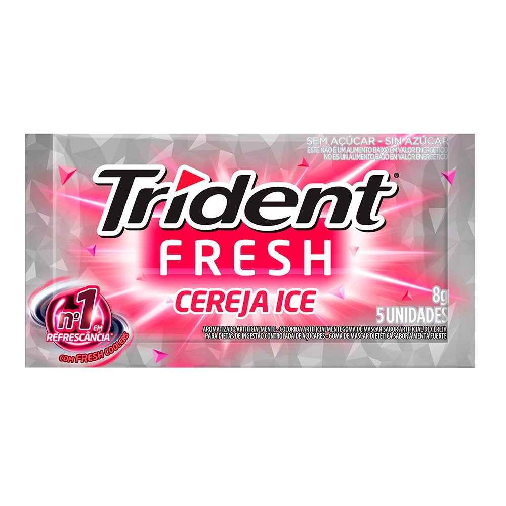 Goma de Mascar Cereja Zero Açúcar Trident Xfresh Envelope 8g 5 Unidades