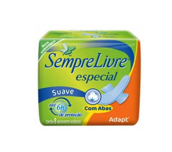 Absorvente Livre com Abas Adapt Suave 8 Un