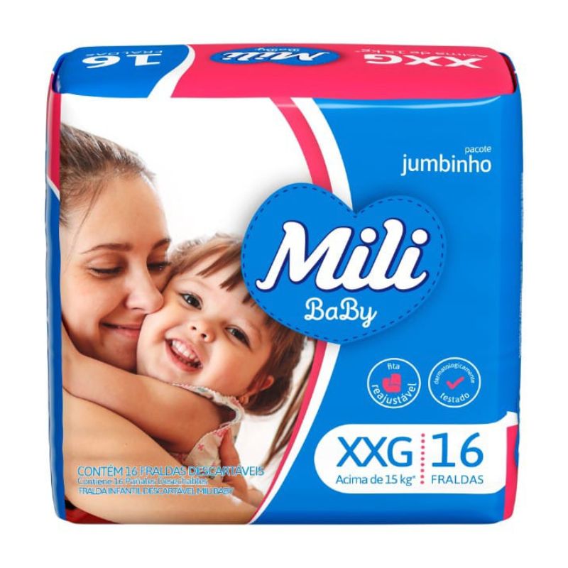 Fralda Descartável MILI Ultra Seca Jumbinho XXG 16 Unidades