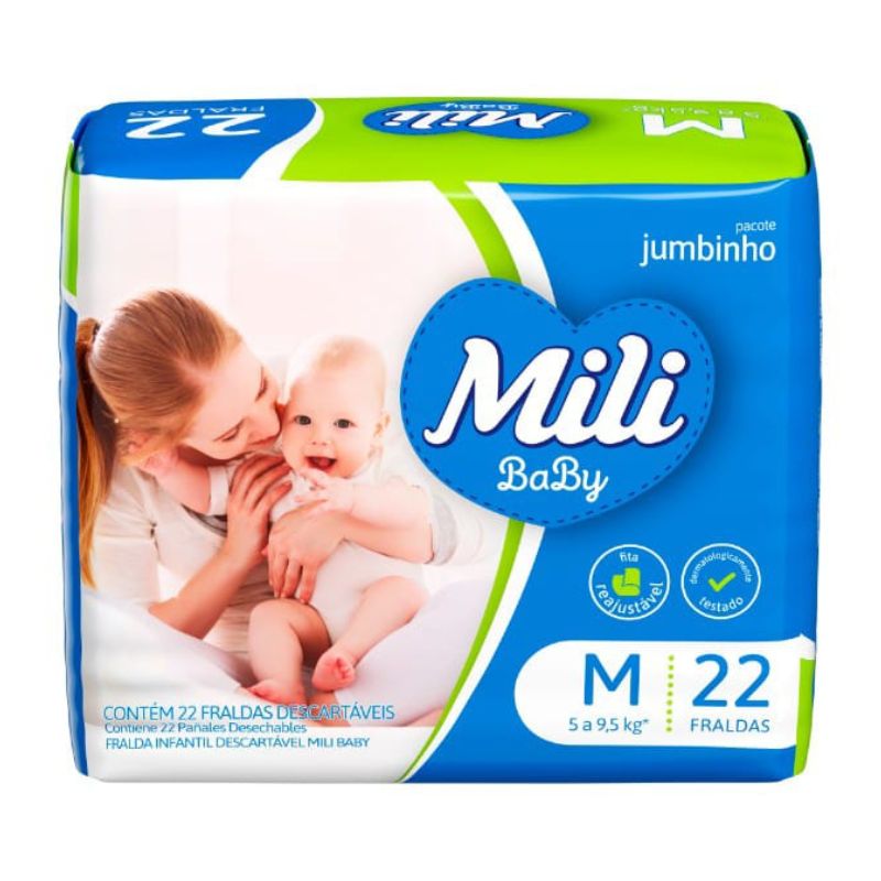 Fralda Descartável MILI Ultra Seca Jumbinho M 22 Unidades