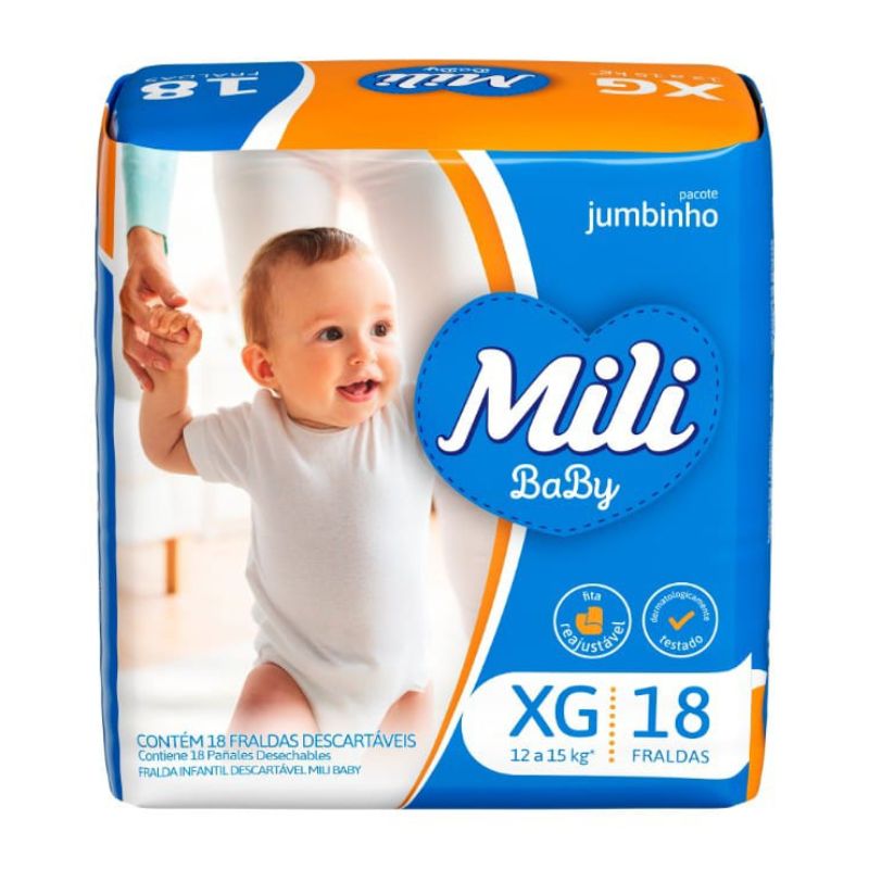 Fralda Descartável MILI Ultra Seca Jumbinho XG 18 Unidades
