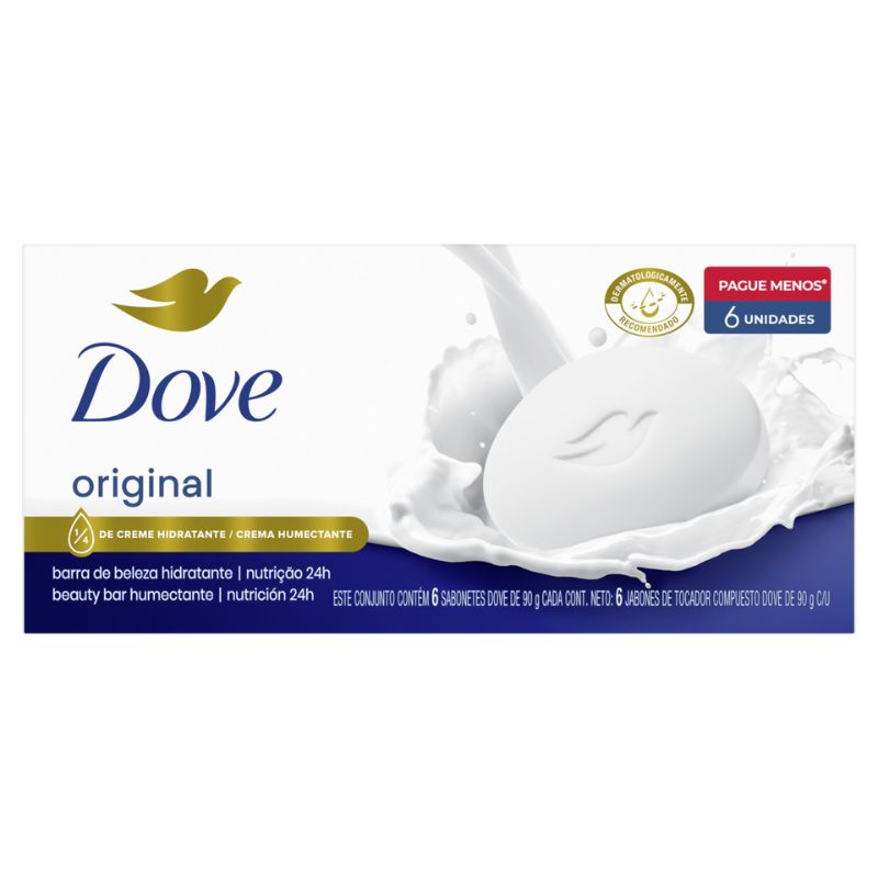 Pack Sabonete em Barra Original Dove Cartucho 6 Unidades 90g Cada Leve Mais Pague Menos