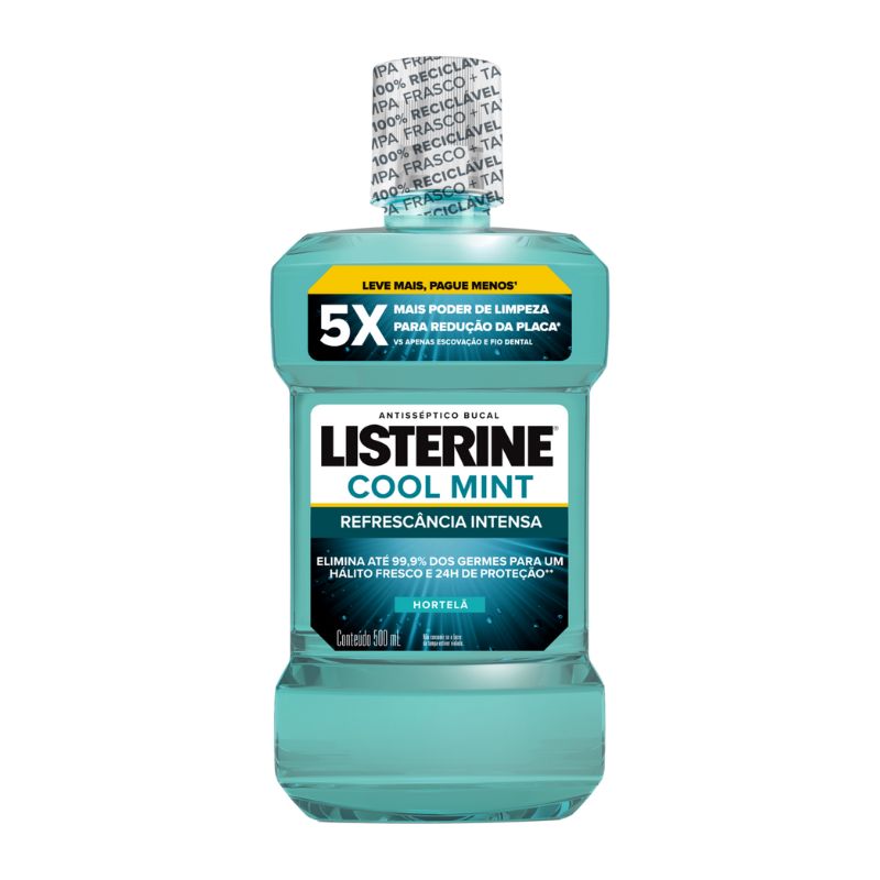 Antisséptico Bucal Listerine Cool Mint Hortelã 500ml