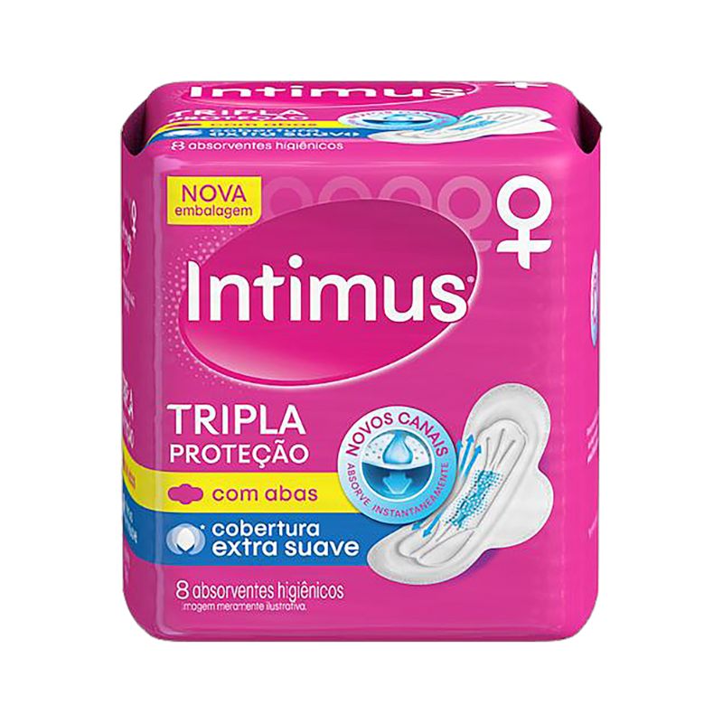 Absorvente com Abas Extra Suave Intimus Tripla Proteção Pacote 8 UN