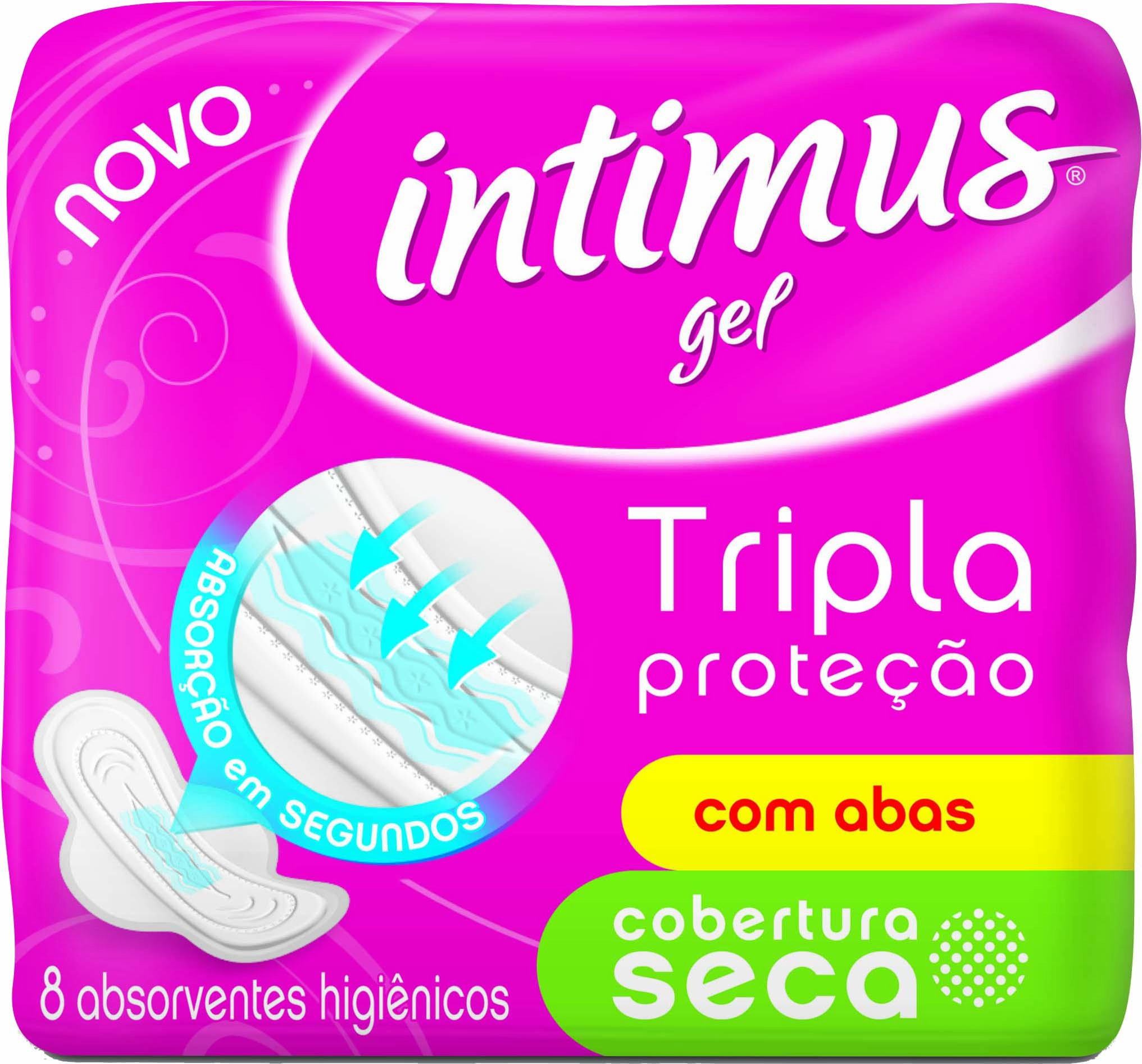 Absorvente com Abas Seca Intimus Tripla Proteção Pacote 8 Unidades
