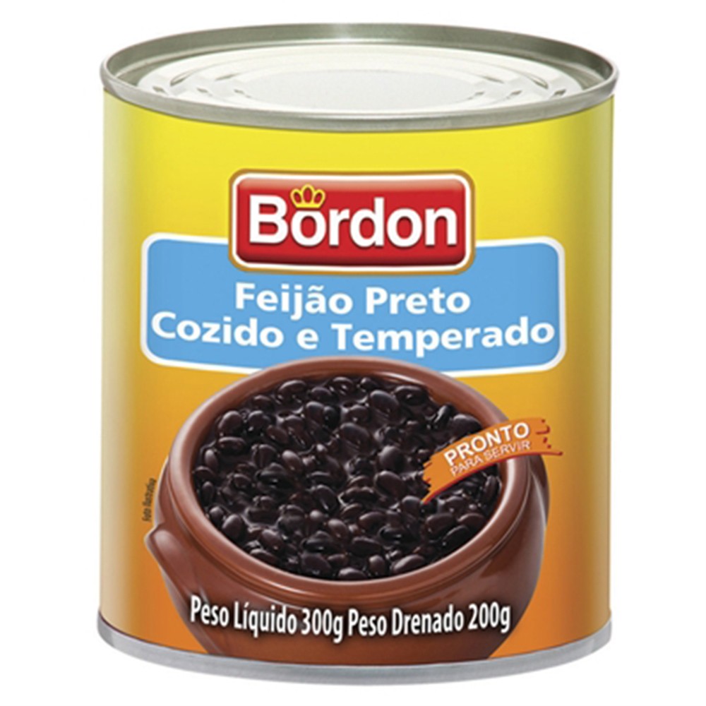 Feijão Preto BORDON Cozido e Temperado 300g