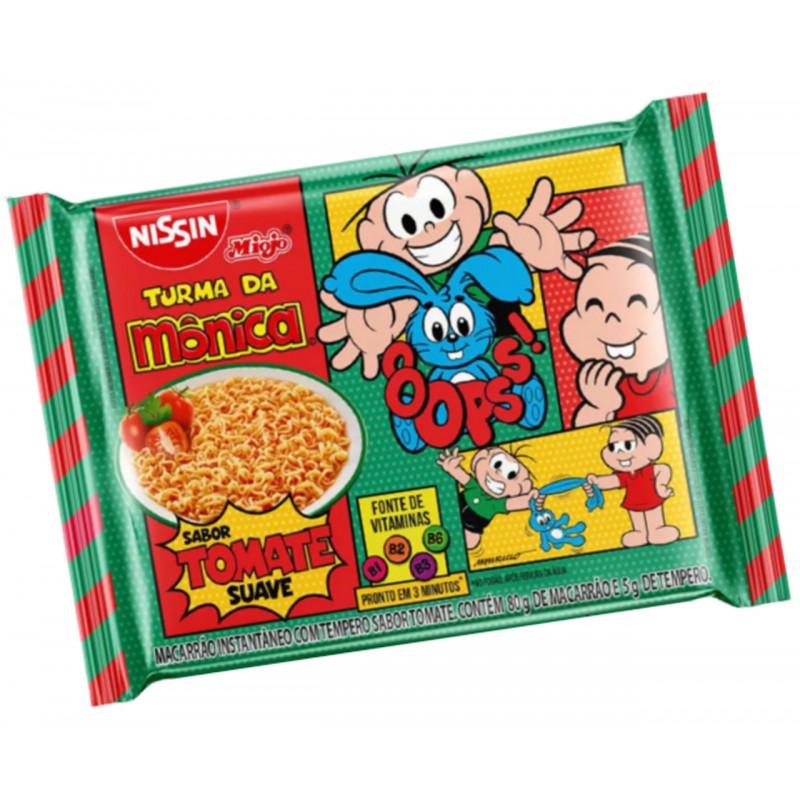 Macarrão Instantâneo Lámen Tomate Suave Turma da Mônica Nissin Miojo Pacote 85g