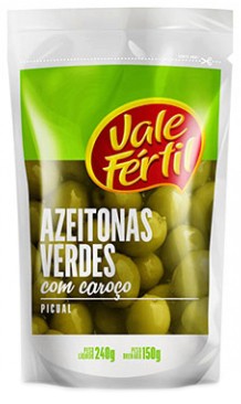 Azeitona Verde em Conserva Arauco com Caroço Vale Fértil Sachê 150g