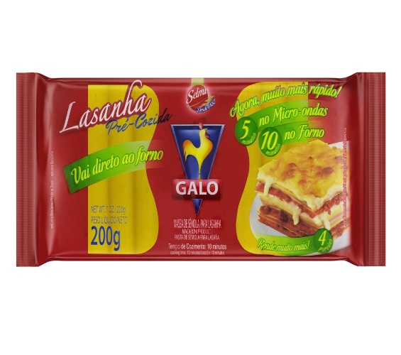 Massa de Sêmola para Lasanha Galo Pacote 200g