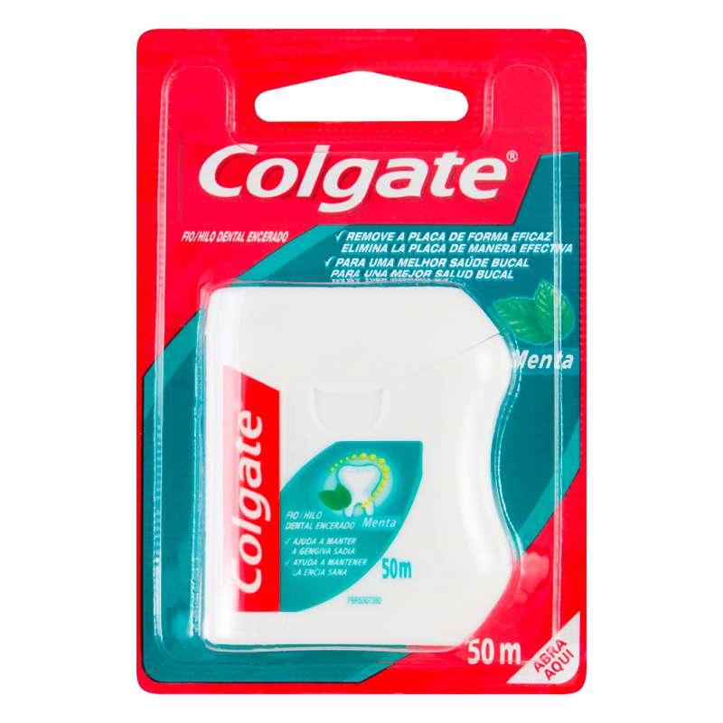 Fio Dental Encerado de Menta Colgate Cartela 50m