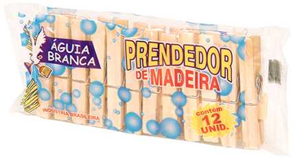 Prendedor de Roupas Águia Branca de Madeira 12UN