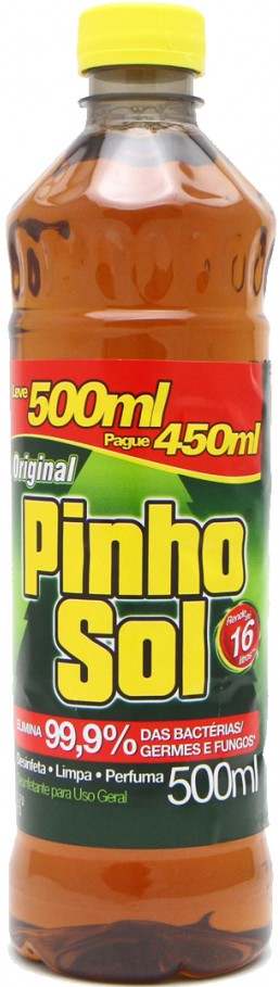 Desinfetante Multiuso Original Pinho Sol Frasco Leve 500ml Pague 450ml