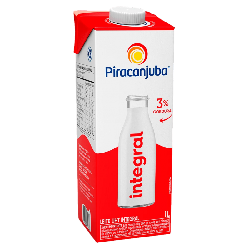 Leite UHT Integral Piracanjuba Caixa com Tampa 1l