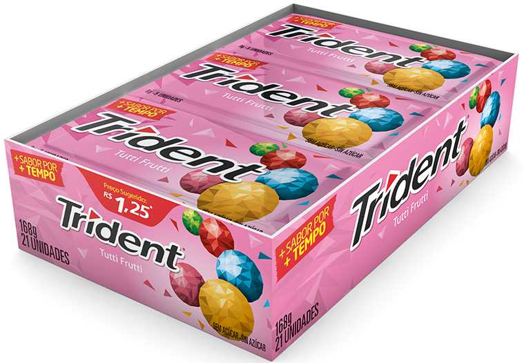 Goma de Mascar Tutti Frutti Zero Açúcar Trident Envelope 8g 5 Unidades
