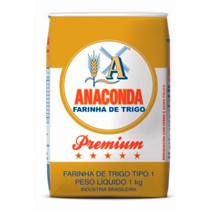 Farinha de Trigo Tipo 1 Anaconda Premium Pacote 1kg