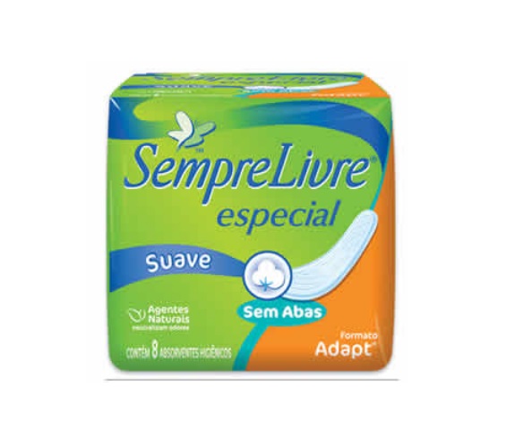 Absorvente sem Abas Suave Sempre Livre Adapt Pacote 8 Unidades