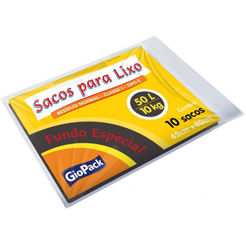 Saco Para Lixo GioPack Fundo Especial 50L 10UN