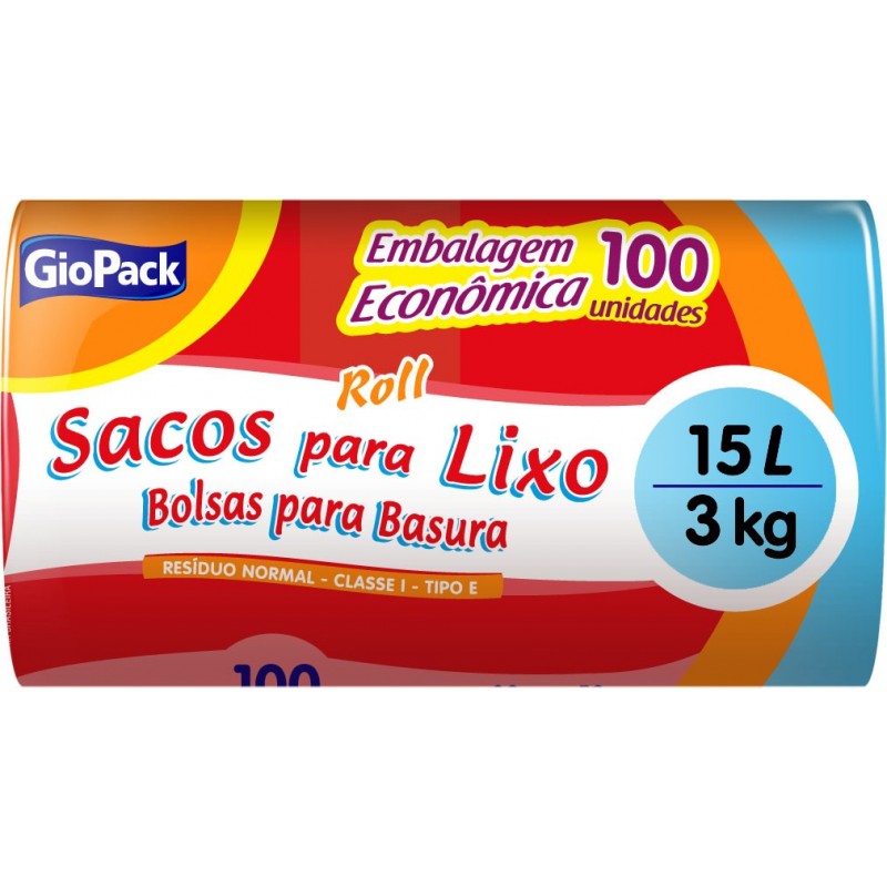 Saco para Lixo GioPack Roll 100UN 15LT