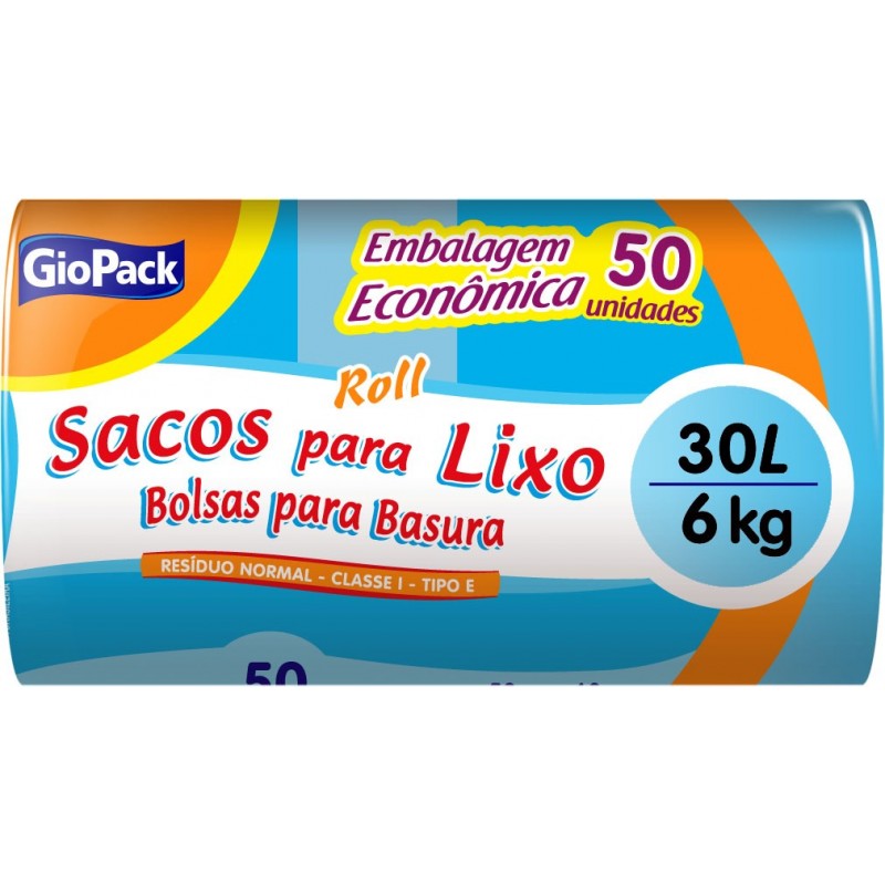 Saco para Lixo GIOPACK Roll 30L 50UN