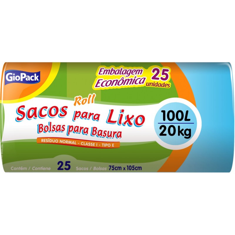 Saco para Lixo GioPack Roll 100L 25 unidades